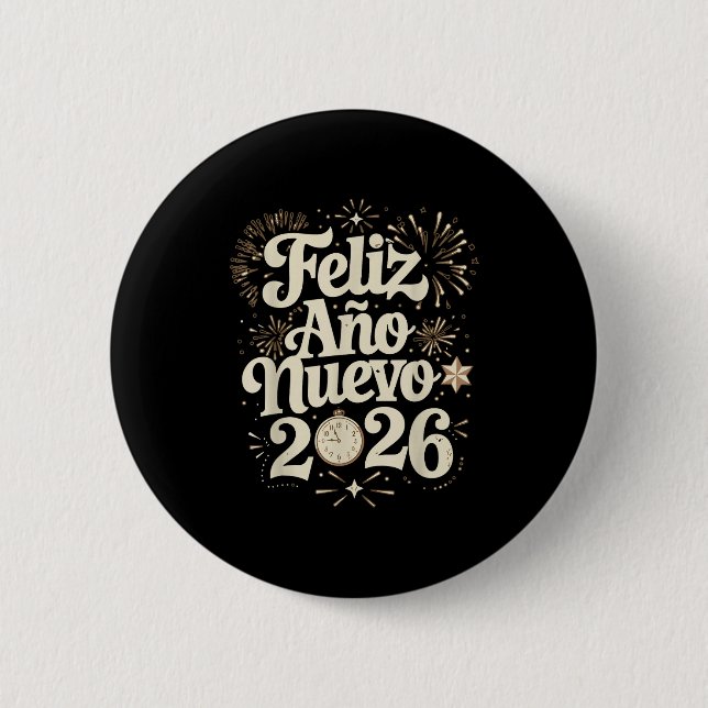 Chapa Redonda De 5 Cm Feliz Año Nuevo 2026 Happy New Year Spanish Mexica (Anverso)