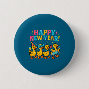 Chapa Redonda De 5 Cm Feliz Año Nuevo 2026 Regalo de Pato Lindo Fiesta M