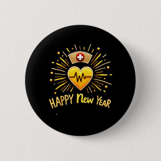 Chapa Redonda De 5 Cm Feliz Año Nuevo Enfermera