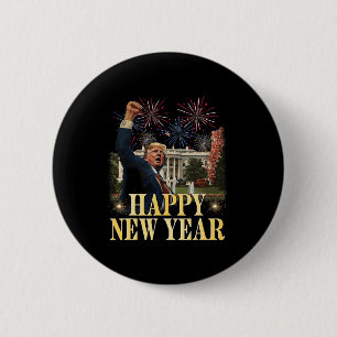 Chapa Redonda De 5 Cm Feliz año nuevo Fiesta 2025 Trump 2024