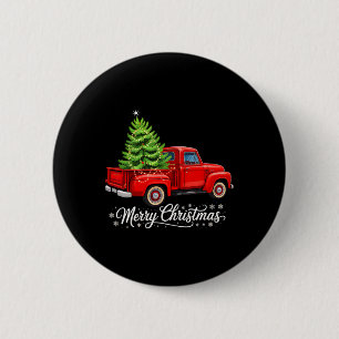 Chapa Redonda De 5 Cm Feliz Árbol De Navidad En Camión Rojo Vagón Navida