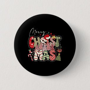 Chapa Redonda De 5 Cm Feliz árbol de navidad navidad Chica Matchi