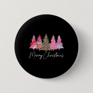 Chapa Redonda De 5 Cm Feliz árbol de Navidad Navidades rosados brillante