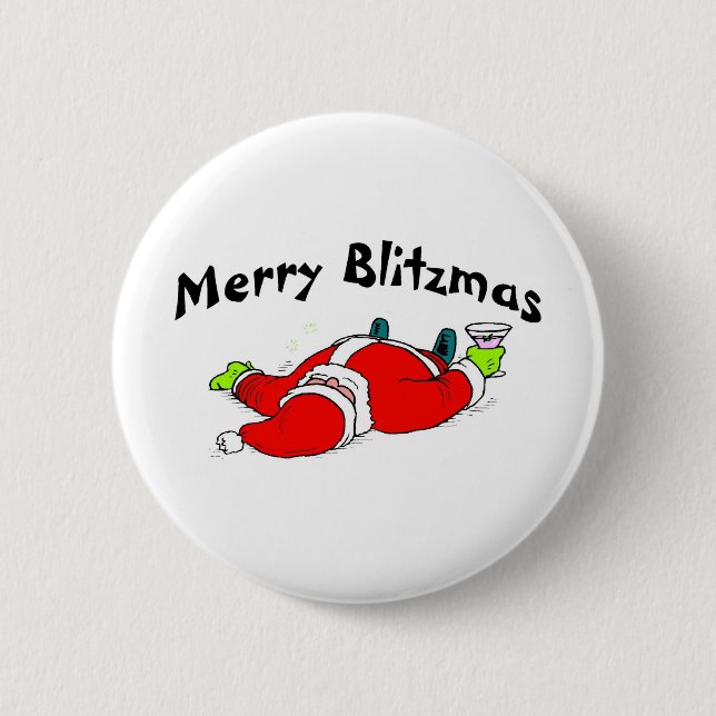 Chapa Redonda De 5 Cm Feliz Blitzmas Santa (Anverso)