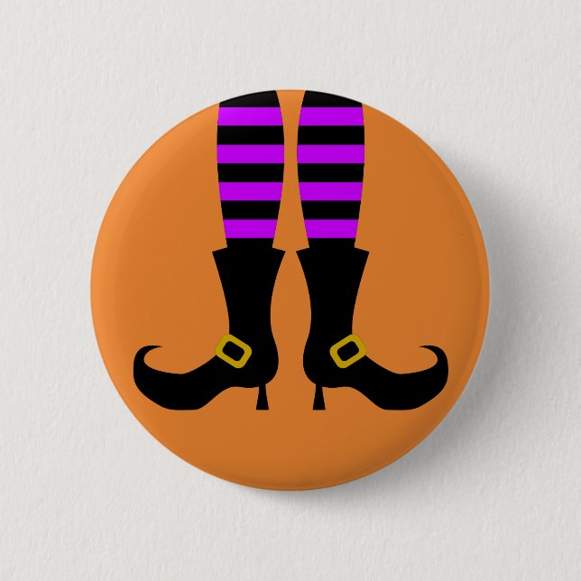 Chapa Redonda De 5 Cm Feliz Bruja de Halloween (Anverso)