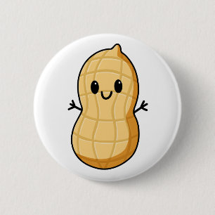 Chapa Redonda De 5 Cm Feliz Cacahuete Kawaii de Dibujos Animados – Nuez 