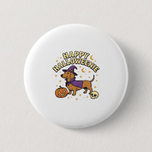 Chapa Redonda De 5 Cm Feliz Camiseta de Perro Bruja Dachshund de Hallowe