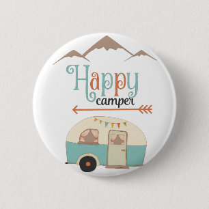 Chapa Redonda De 5 Cm Feliz Camper Cute Retro RV