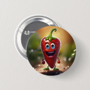 Chapa Redonda De 5 Cm Feliz Chili Bean animado 3D,