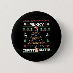 Chapa Redonda De 5 Cm Feliz Christmath divertido árbol de Navidad de mat