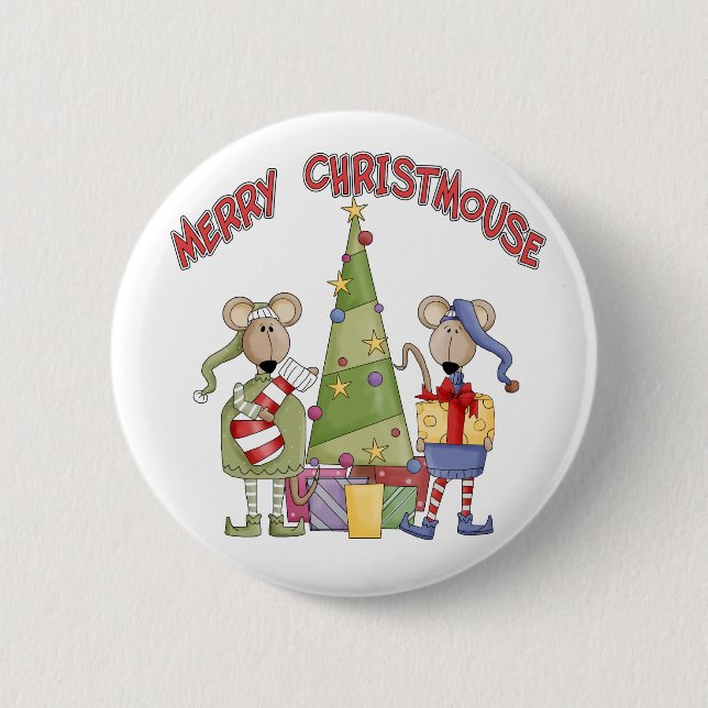 Chapa Redonda De 5 Cm Feliz Christmouse (Anverso)