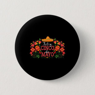 Chapa Redonda De 5 Cm Feliz Cinco De Mayo Con Mamáes De Cactus De Guitar