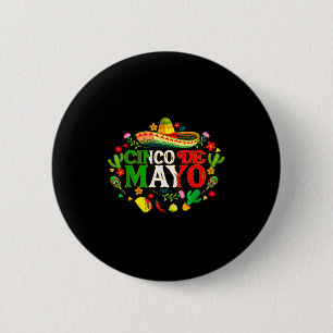 Chapa Redonda De 5 Cm Feliz cinco de mayo sombrero mexicano margaritaFel