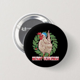 Chapa Redonda De 5 Cm Feliz Cluckmas - Pollo de Navidad