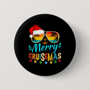 Chapa Redonda De 5 Cm Feliz Crucero de Navidad Papá Noel Reno Crucero