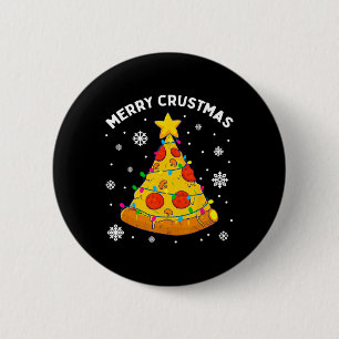 Chapa Redonda De 5 Cm Feliz Crustmas Pizza Árbol de Navidad Regalos de N
