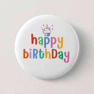 Chapa Redonda De 5 Cm feliz cumpleaños