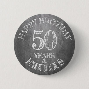 Chapa Redonda De 5 Cm Feliz Cumpleaños - 50 Años y Fabuloso