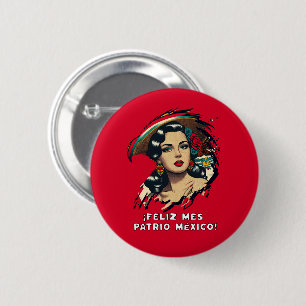 Chapa Redonda De 5 Cm Feliz cumpleaños a México