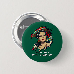 Chapa Redonda De 5 Cm Feliz cumpleaños a México