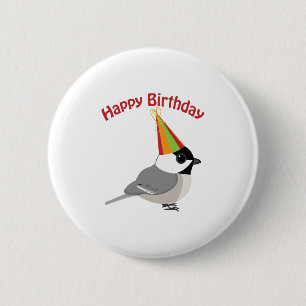 Chapa Redonda De 5 Cm Feliz cumpleaños Chickadee