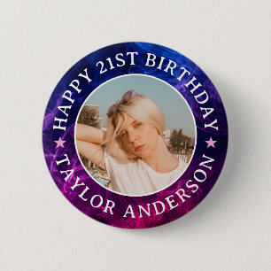 Chapa Redonda De 5 Cm Feliz Cumpleaños Foto Personalizada Efecto Humo Hu