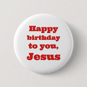 Chapa Redonda De 5 Cm Feliz cumpleaños, Jesús, regalo de Navidades