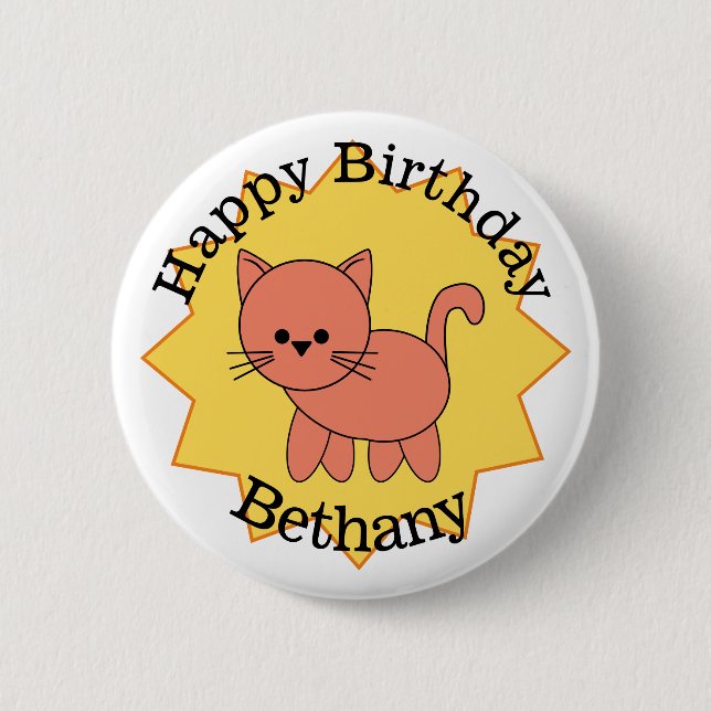 Chapa Redonda De 5 Cm Feliz cumpleaños Kitty personalizado (Anverso)