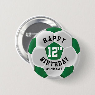 Chapa Redonda De 5 Cm Feliz cumpleaños número 00 - Negra bola verde de