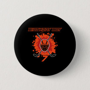 Chapa Redonda De 5 Cm Feliz cumpleaños número 7 niño mascara de hockey n