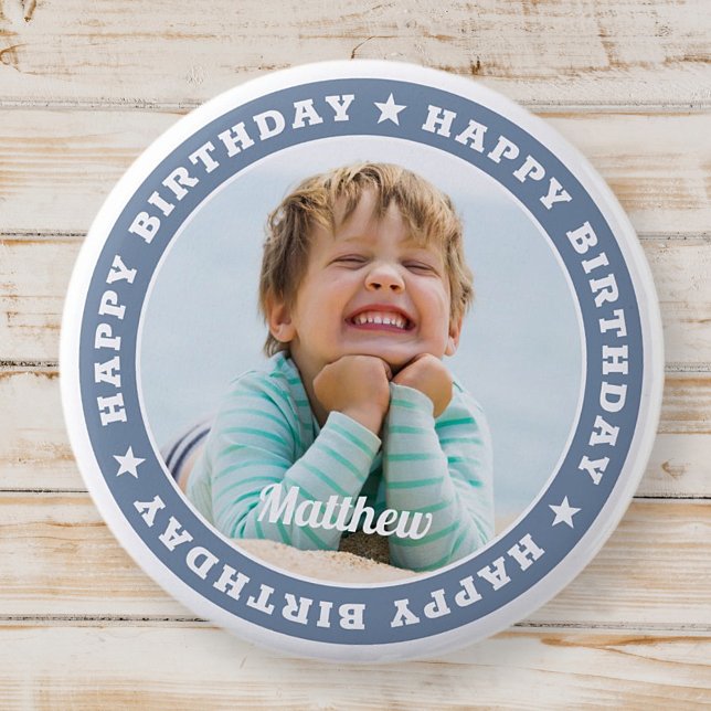 Chapa Redonda De 5 Cm Feliz cumpleaños, simple foto de un Personalizado  (Subido por el creador)
