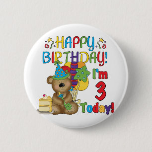 Chapa Redonda De 5 Cm Feliz cumpleaños Teddy Bear 3 camisetas y regalos