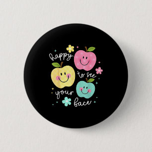 Chapa Redonda De 5 Cm Feliz de ver tu rostro Groovy Apple Sonrisa Cara T