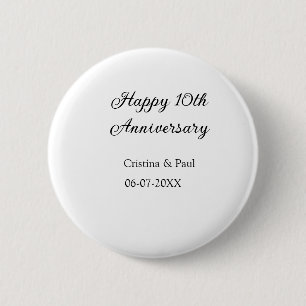 Chapa Redonda De 5 Cm Feliz décimo aniversario simple nombre mínimo de b