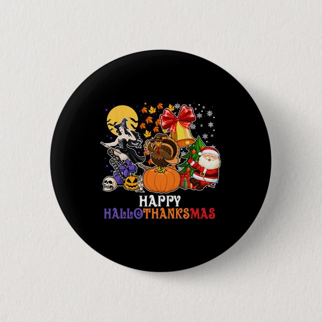 Chapa Redonda De 5 Cm Feliz Día de Acción de Gracias Hallothanksmas Gnom (Anverso)