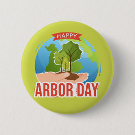 Chapa Redonda De 5 Cm Feliz Día de Arbor