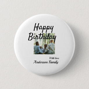 Chapa Redonda De 5 Cm Feliz día de cumpleaños foto familia nombre clase 