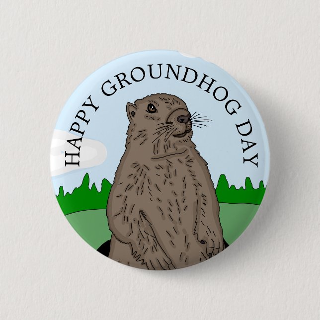Chapa Redonda De 5 Cm Feliz Día de la Marmota (Anverso)