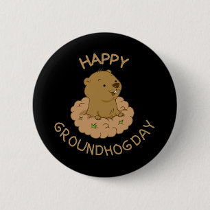 Chapa Redonda De 5 Cm Feliz Día de la Marmota