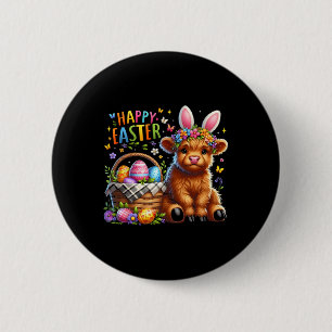 Chapa Redonda De 5 Cm Feliz día de Pascua Vaca Conejito de Pascua lindo 