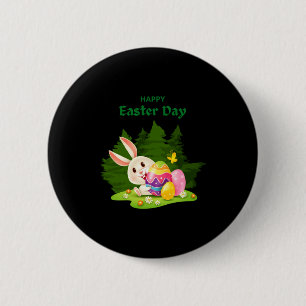 Chapa Redonda De 5 Cm Feliz día de Pascua y conejito deseos divertida ca