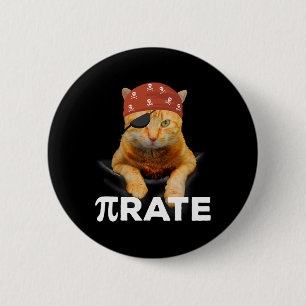 Chapa Redonda De 5 Cm Feliz Día de Pi 3.14 Símbolo de Pi Gato Pirata 
