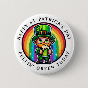 Chapa Redonda De 5 Cm Feliz Día de San Patricio con cerveza verde