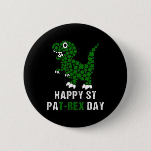 Chapa Redonda De 5 Cm Feliz día de San Patricio Patrex T-rex Dinosaurio 