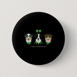 Chapa Redonda De 5 Cm Feliz día de San Patricio perros pastor australian