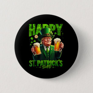 Chapa Redonda De 5 Cm Feliz Día de San Patricio Trump Shamrock Saint