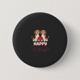 Chapa Redonda De 5 Cm Feliz día de San Valentín pareja de Beagle