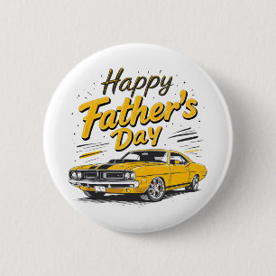 Chapa Redonda De 5 Cm Feliz Día del Padre Muscle Car Vintage Papá