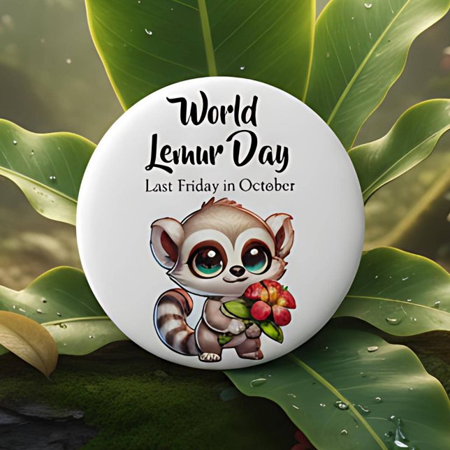 Chapa Redonda De 5 Cm Feliz Día Mundial de los Lemurs | El último vierne (Subido por el creador)