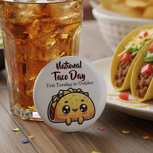 Chapa Redonda De 5 Cm Feliz Día Nacional del Taco el primer martes de oc